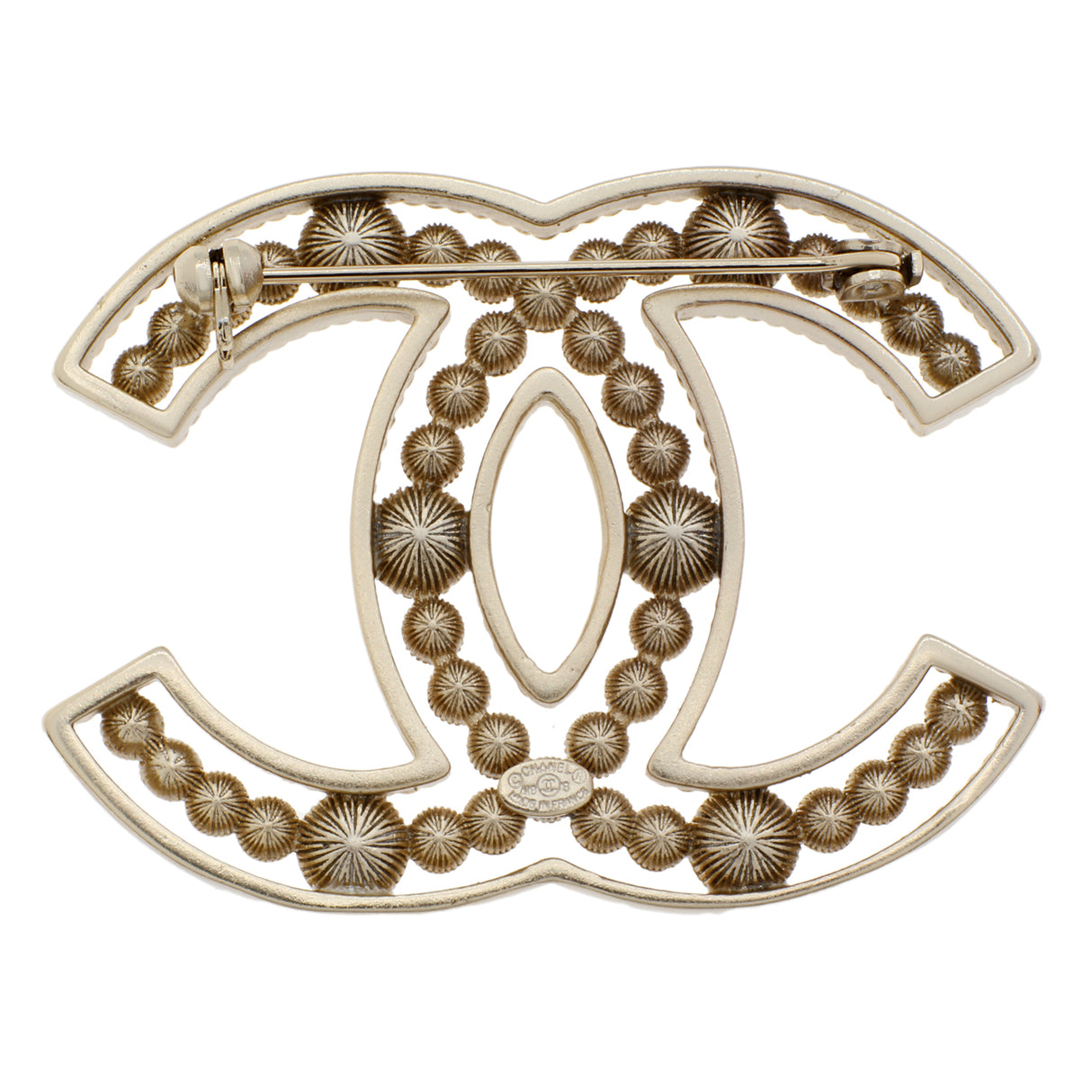 Chanel Gold Pearl Crystal Sparkling Pearls CC Brooch Accessories Chanel