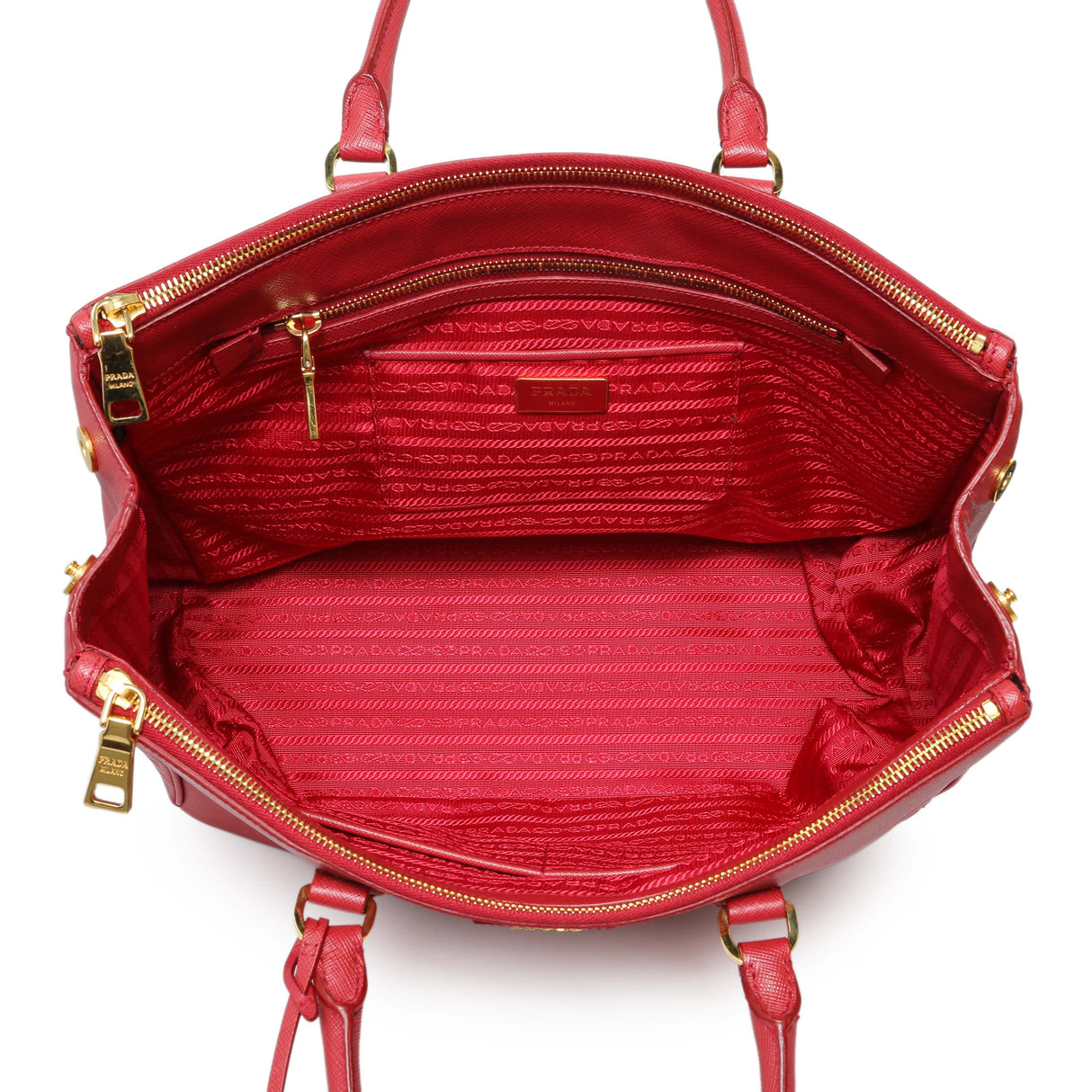 Prada Fuoco Saffiano Galleria Double Zip Large