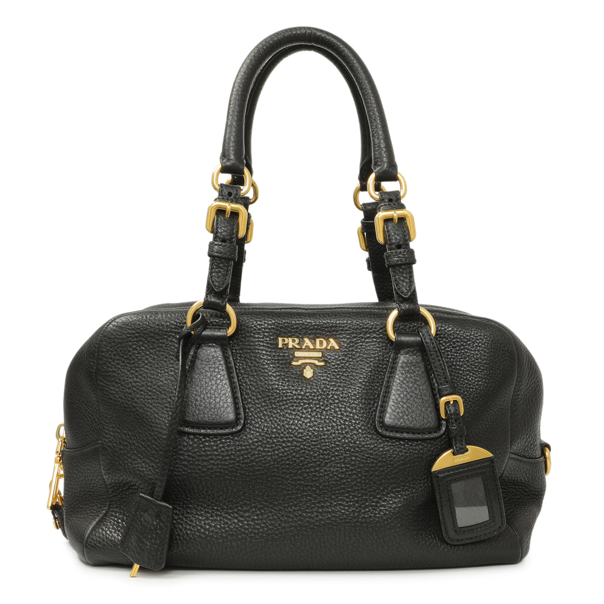 Prada Black Vitello Daino Bauletto Handbags Prada