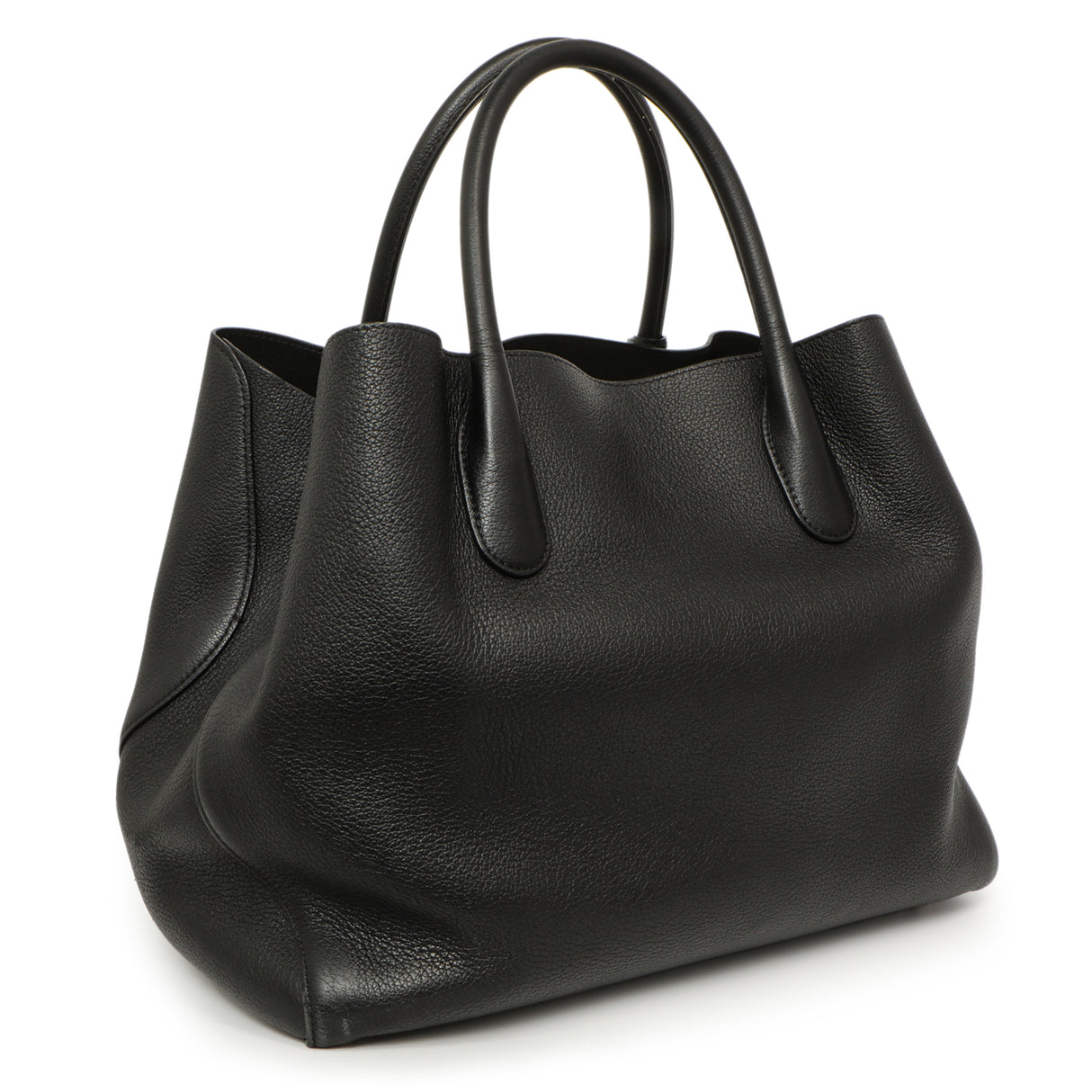 Christian Dior Black Grained Calfskin Large Open Bar Tote Handbags Christian Dior