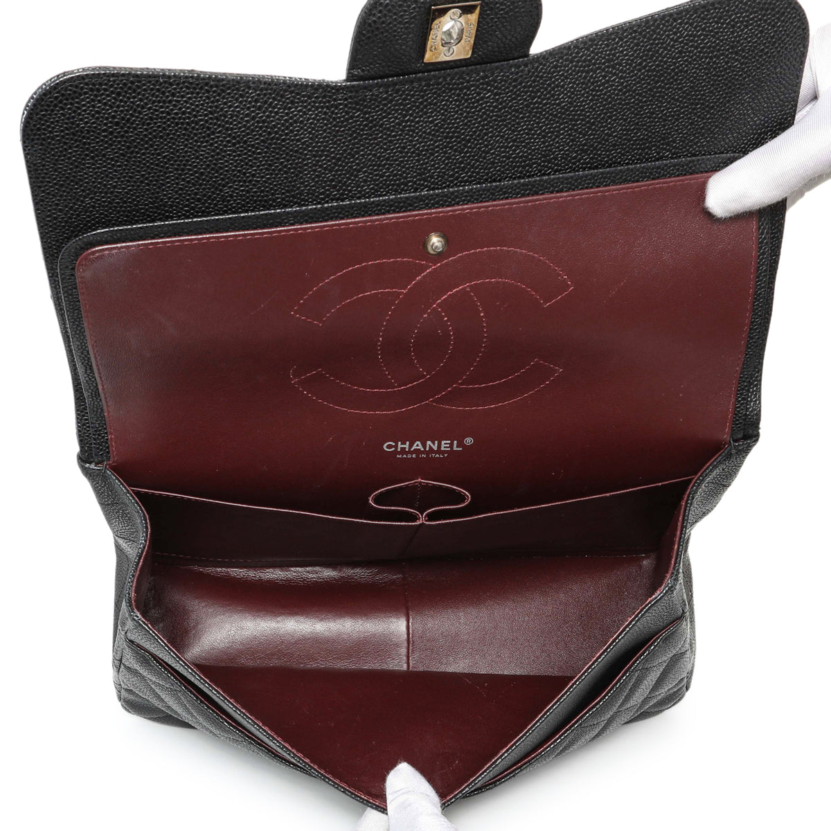 Chanel Black Caviar Jumbo Classic Double Flap Handbags Chanel