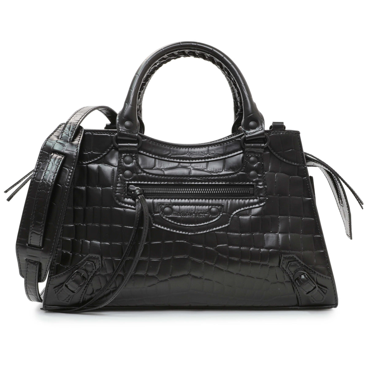 Balenciaga Black Crocodile Embossed Neo Classic Hardware S City Handbags Balenciaga