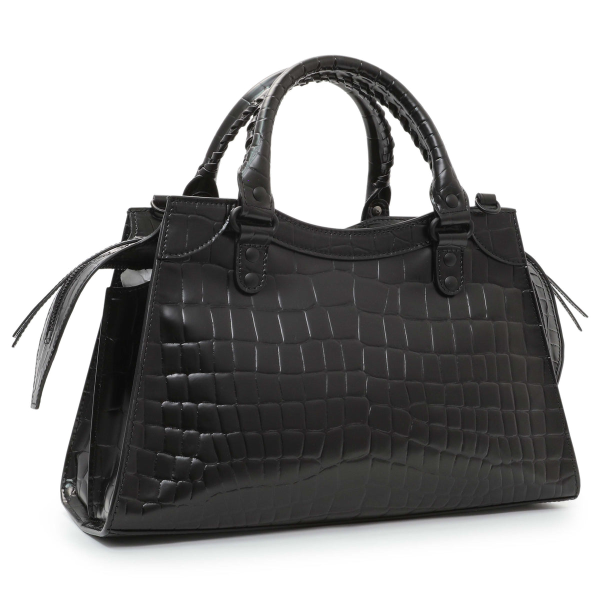 Balenciaga Black Crocodile Embossed Neo Classic Hardware S City Handbags Balenciaga