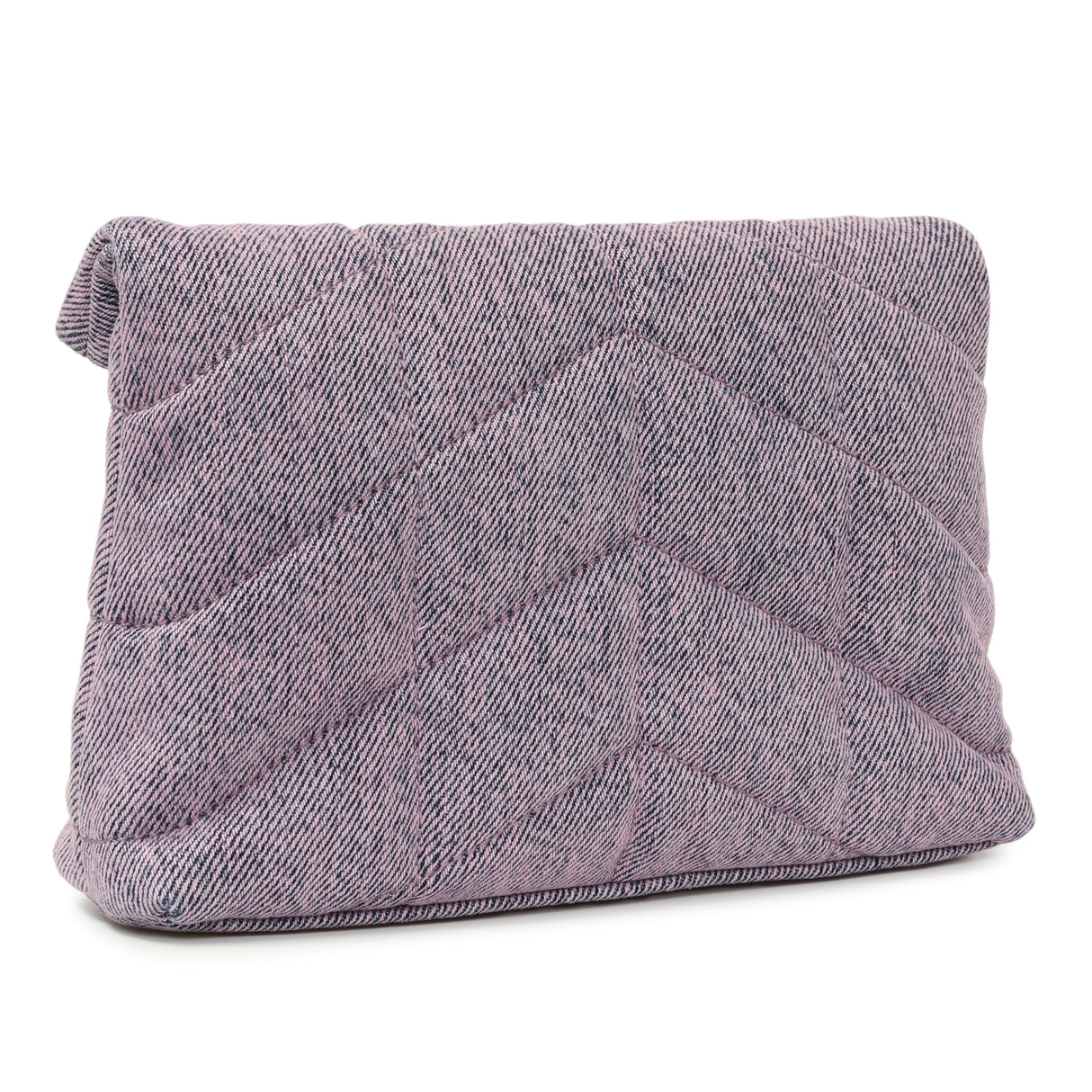 Saint Laurent Bleached Lilac Quilted Denim Loulou Puffer Monogram Clutch Handbags Saint Laurent