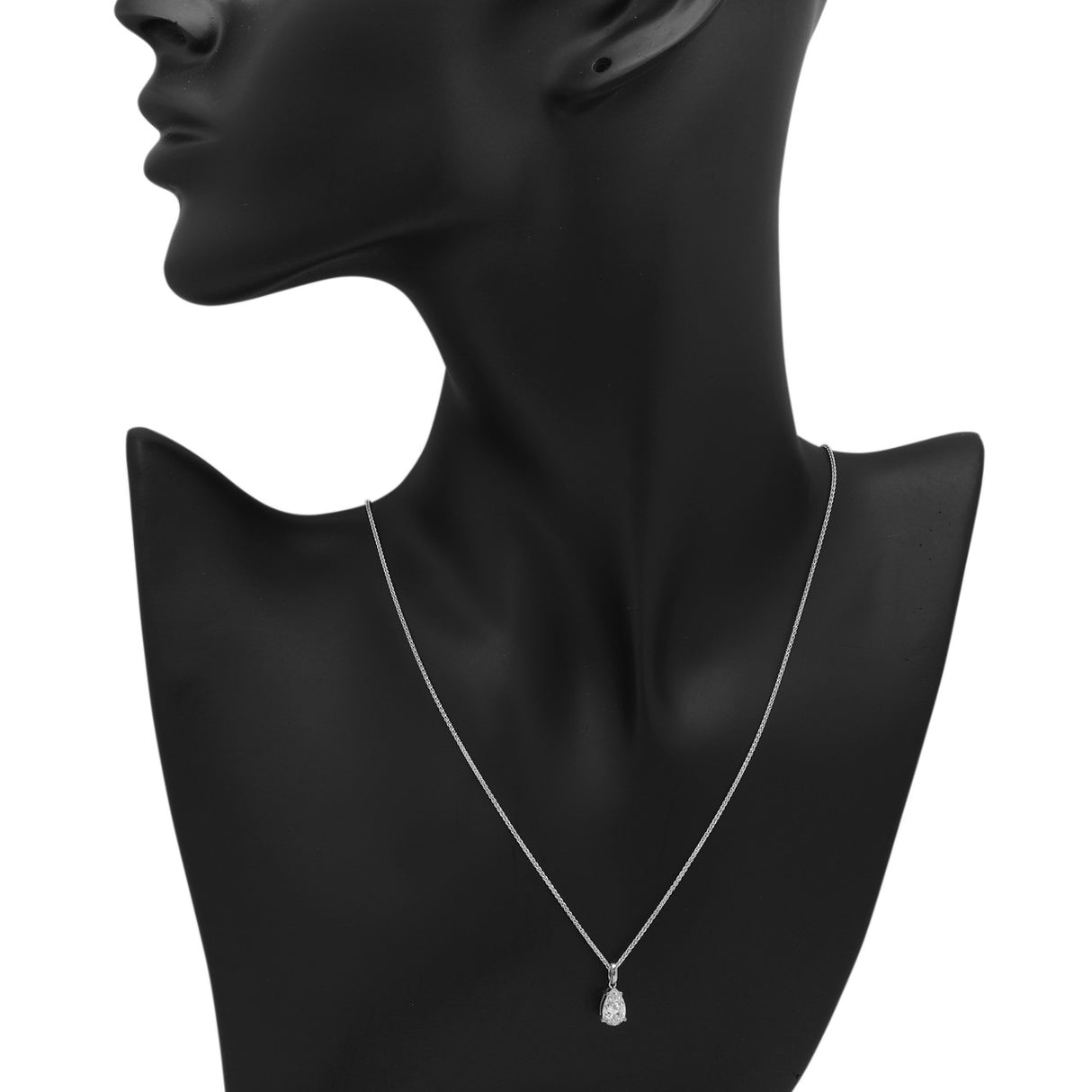 18K White Gold 0.76 Carat Pear Cut Diamond Solitaire Pendant Modaselle