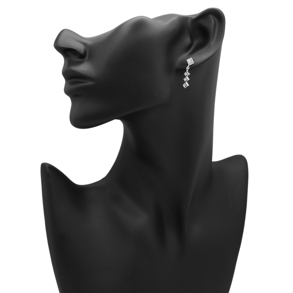 18K White Gold Diamond Drop Earrings Modaselle