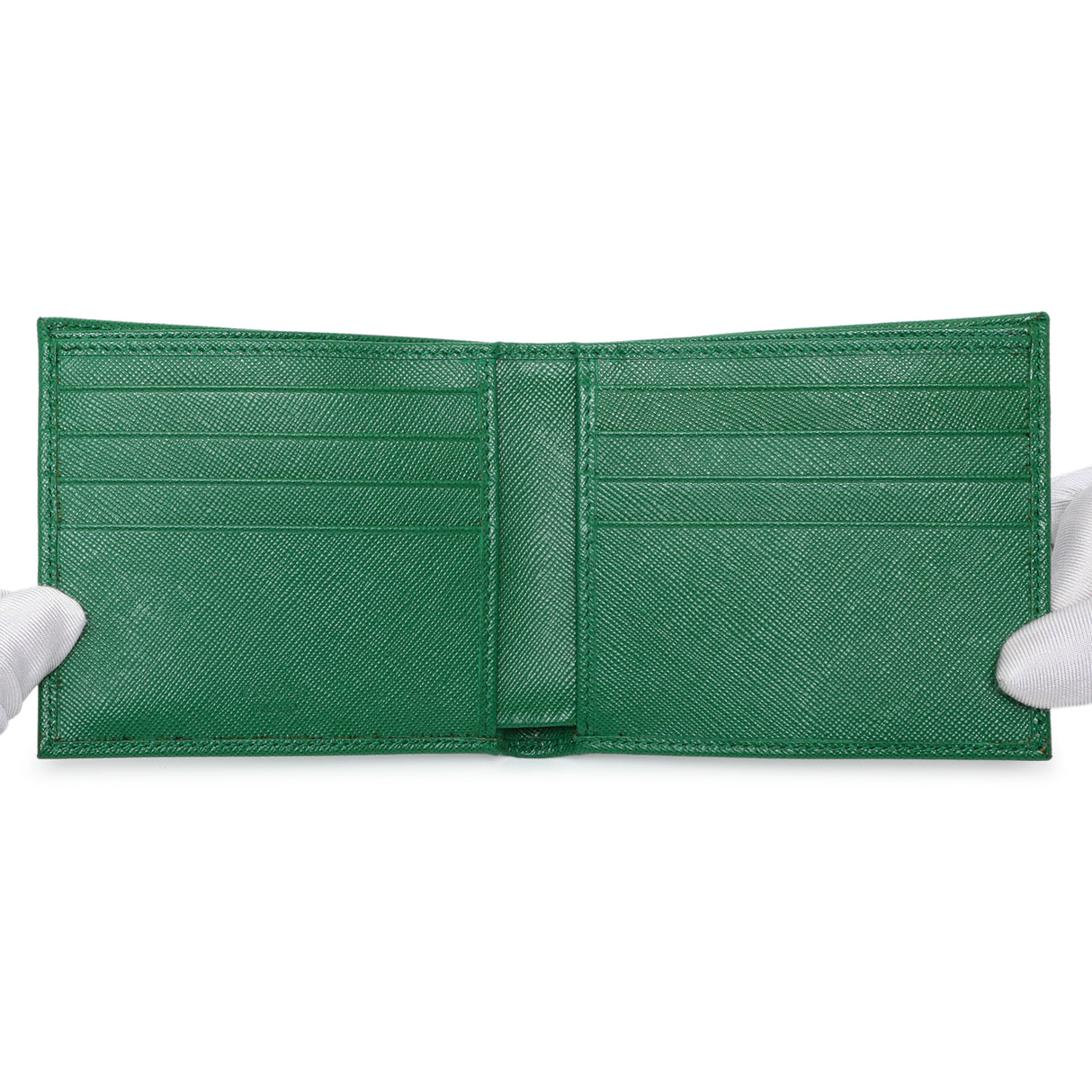 Prada Green Saffiano Bifold Wallet Accessories Prada