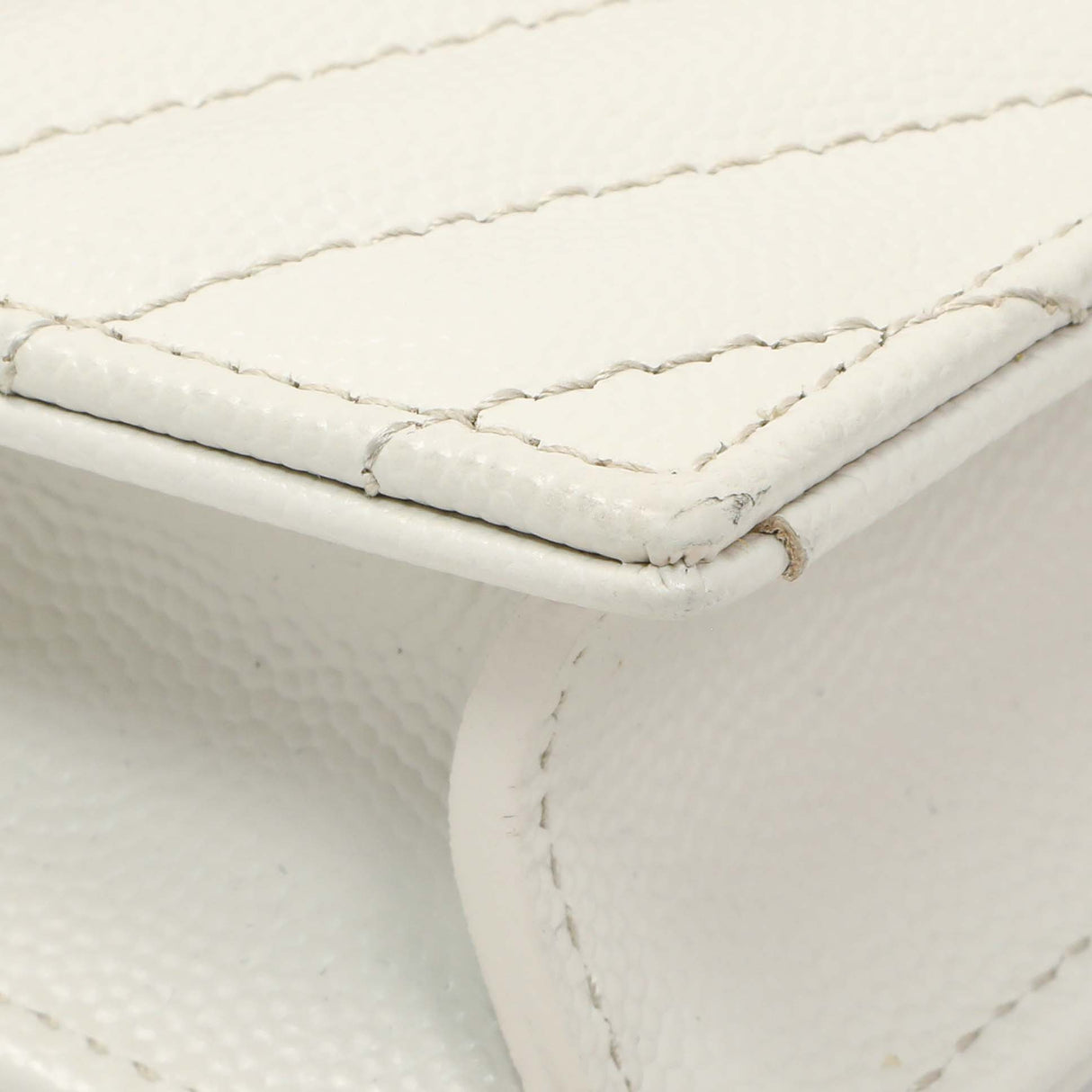Saint Laurent White Grain De Poudre Matelasse Chevron Monogram Envelope Chain Wallet Handbags Saint Laurent