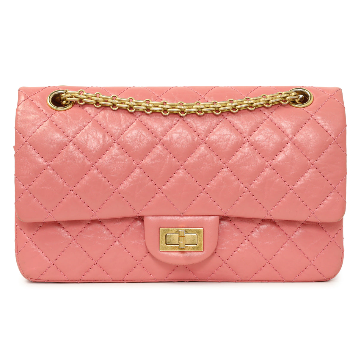 Chanel Pink Quilted Aged Calfskin Reissue 225 Flap Handbags Chanel
