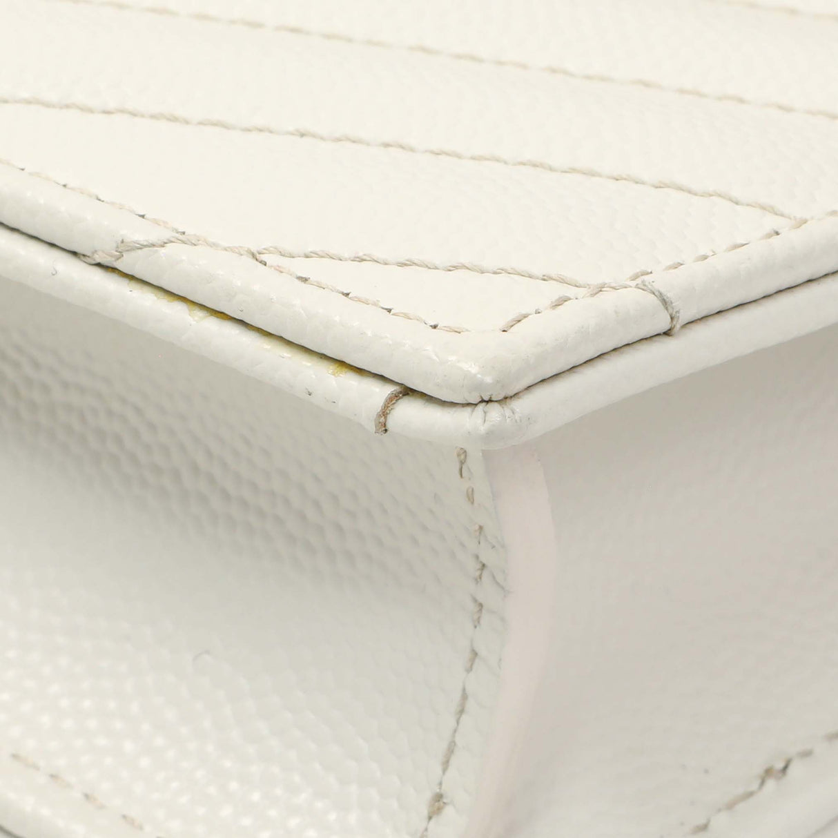 Saint Laurent White Grain De Poudre Matelasse Chevron Monogram Envelope Chain Wallet Handbags Saint Laurent