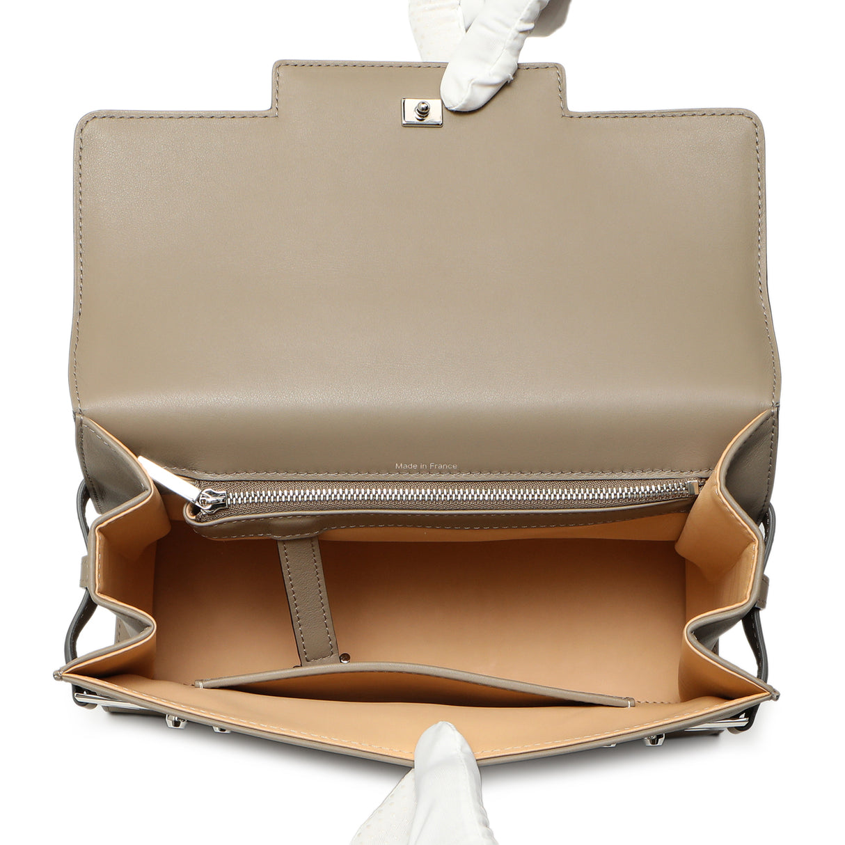 Delvaux Taupe Calfskin Tempete MM Handbags Delvaux