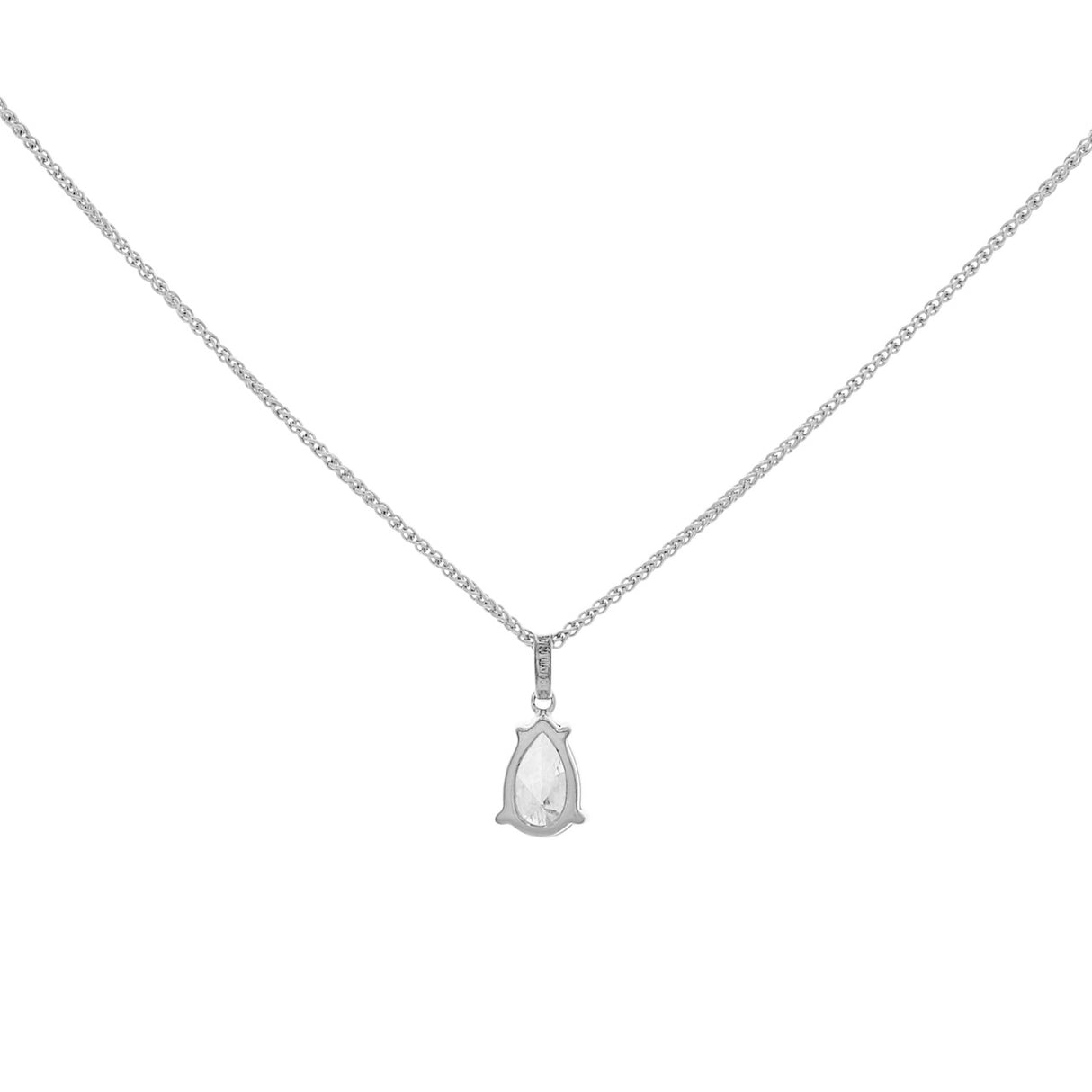 18K White Gold 0.76 Carat Pear Cut Diamond Solitaire Pendant Modaselle
