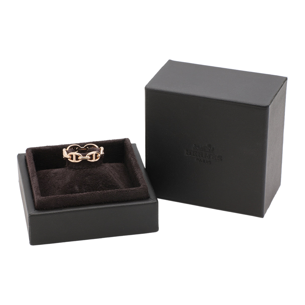 Hermes 18K Rose Gold PM Chaine d'Ancre Enchainee Ring Designer Jewellery Hermes
