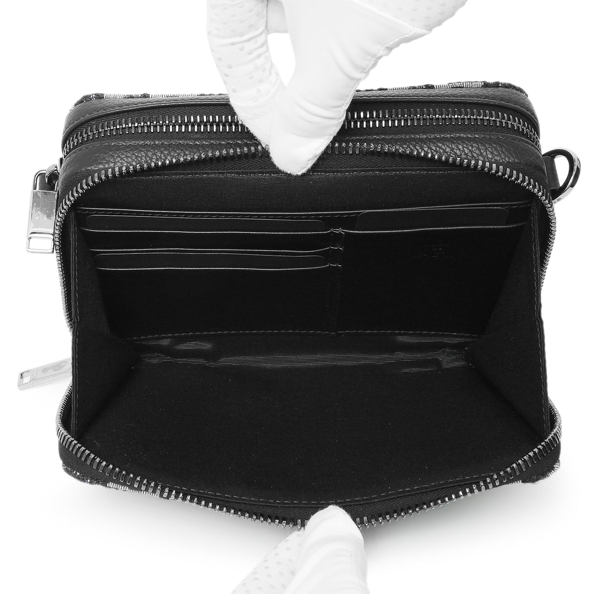 Christian Dior X Kenny Scharf Oblique Embroidered Patches Double Zip Crossbody Pouch Handbags Christian Dior