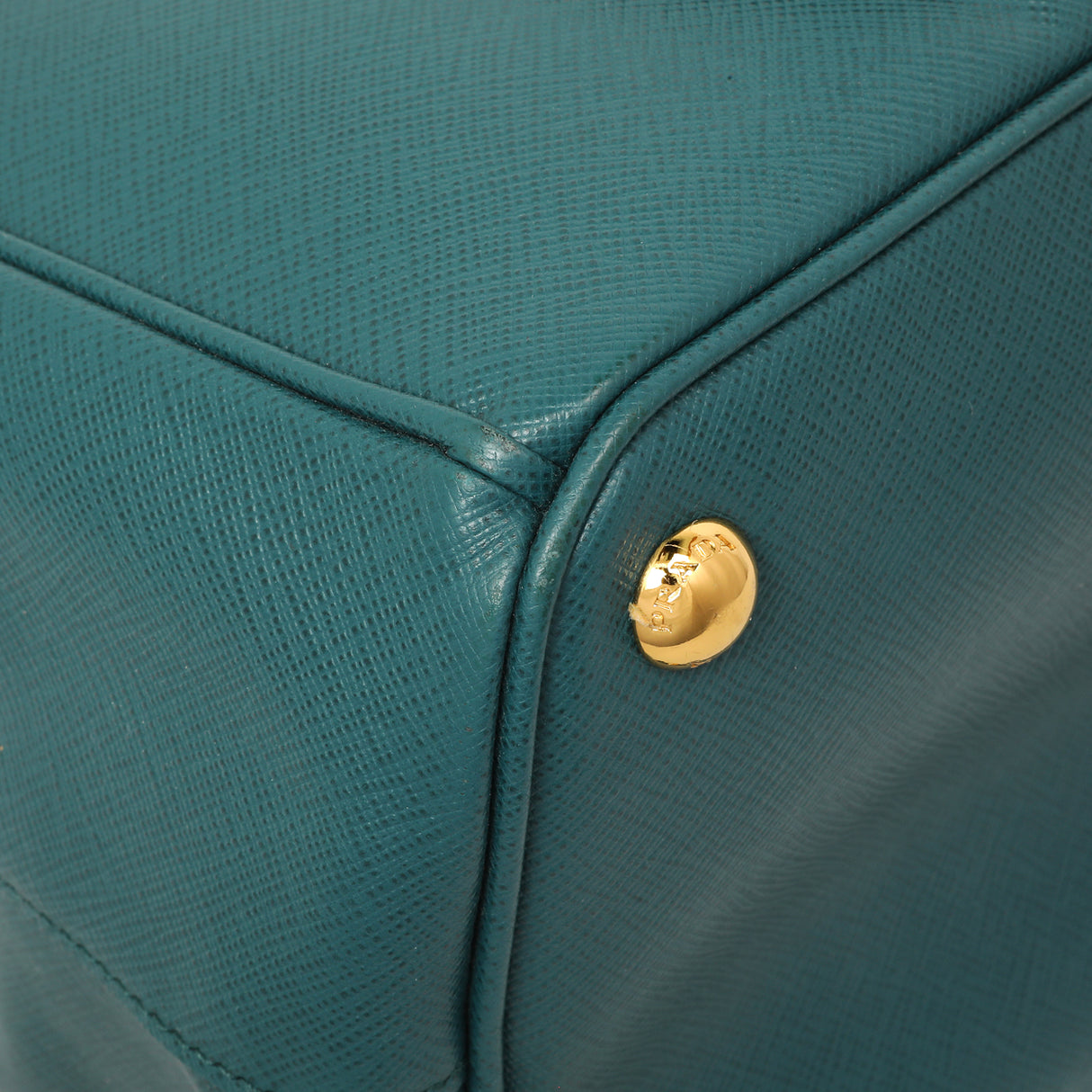 Prada Teal Saffiano Lux Galleria Front Pocket Tote Handbags Prada