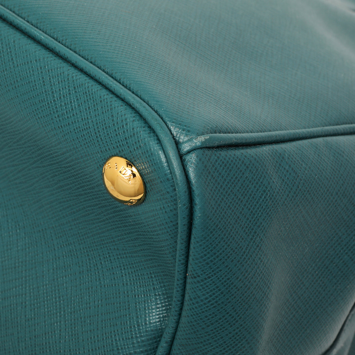 Prada Teal Saffiano Lux Galleria Front Pocket Tote Handbags Prada