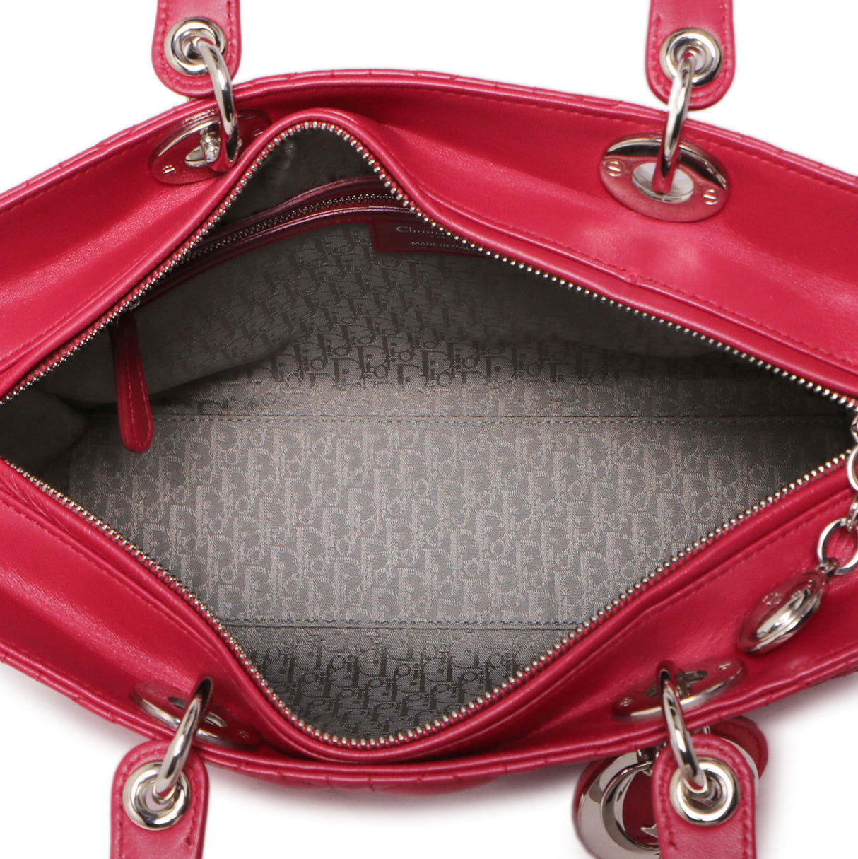 Christian Dior Fuchsia Lambskin Cannage Large Lady Dior Handbags Christian Dior