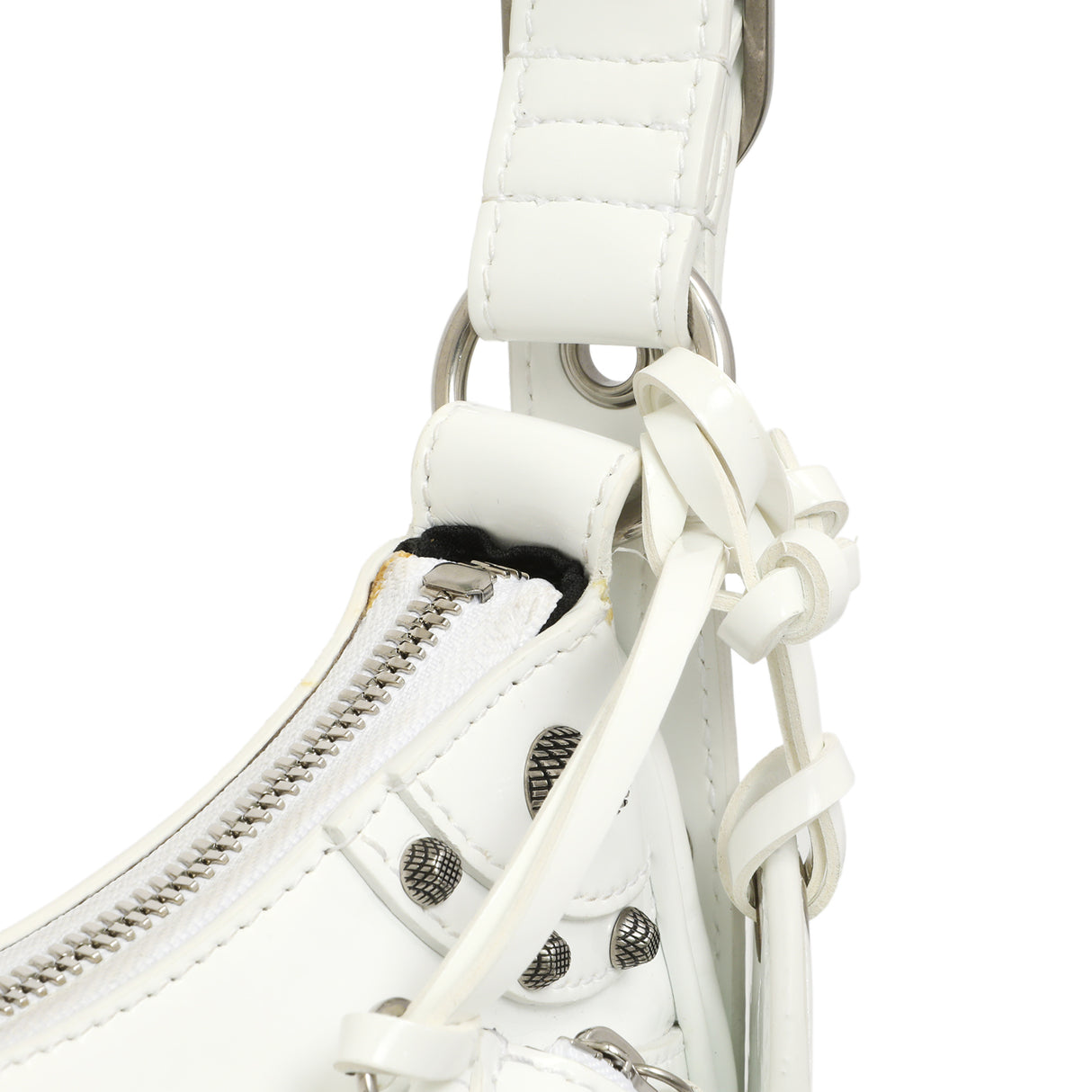 Balenciaga White Faux Patent Le Cagole Shoulder Bag XS Handbags Balenciaga