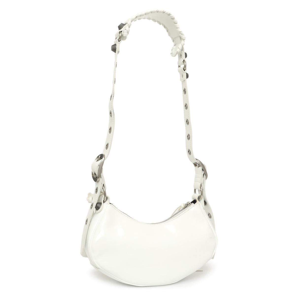 Balenciaga White Faux Patent Le Cagole Shoulder Bag XS Handbags Balenciaga