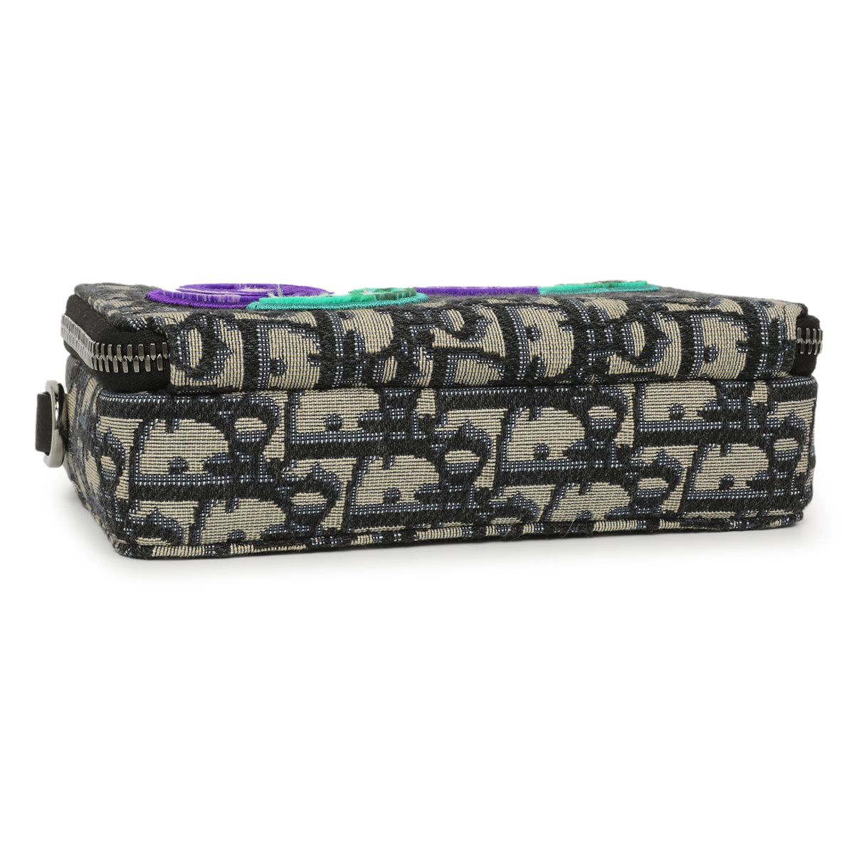 Christian Dior X Kenny Scharf Oblique Embroidered Patches Double Zip Crossbody Pouch Handbags Christian Dior