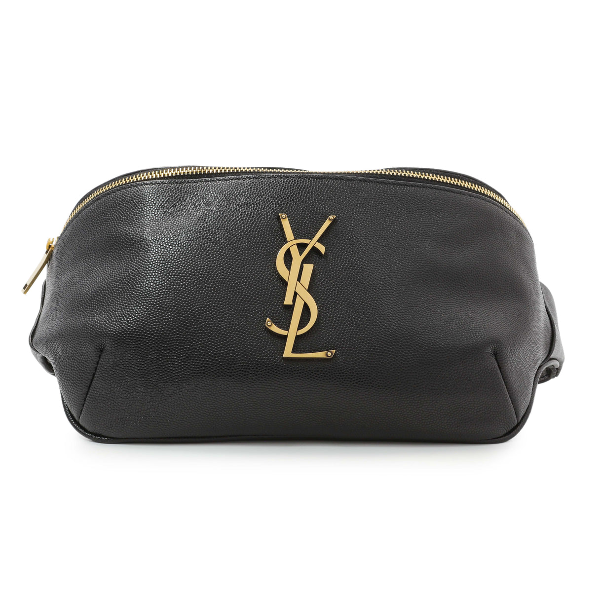 Saint Laurent Black Grain De Poudre Monogram Belt Bag