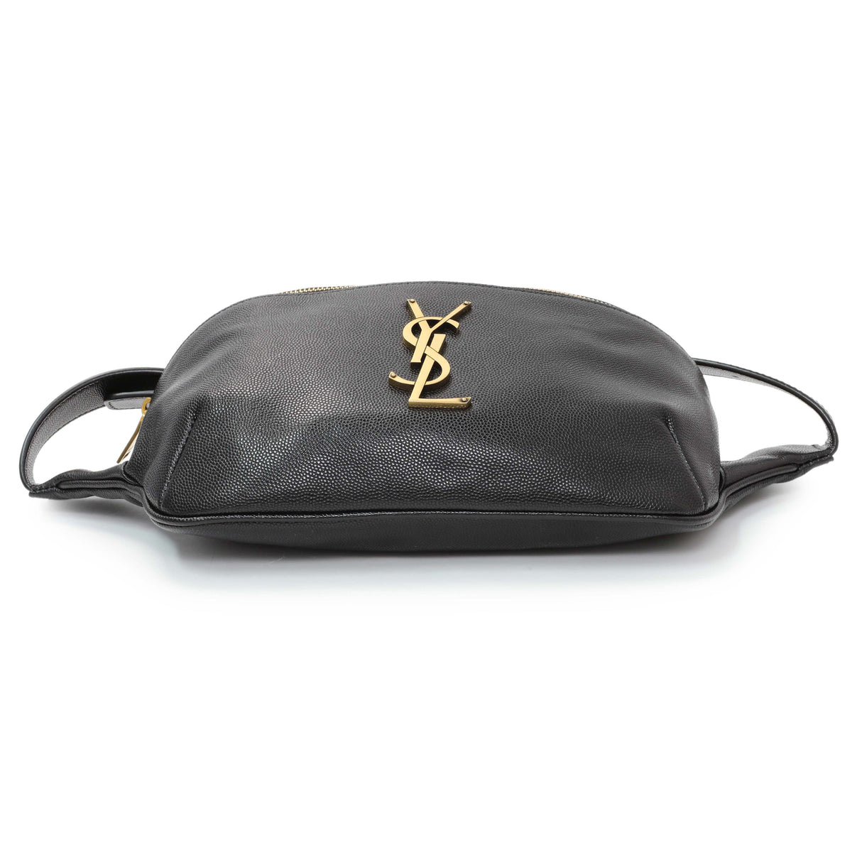 Saint Laurent Black Grain De Poudre Monogram Belt Bag