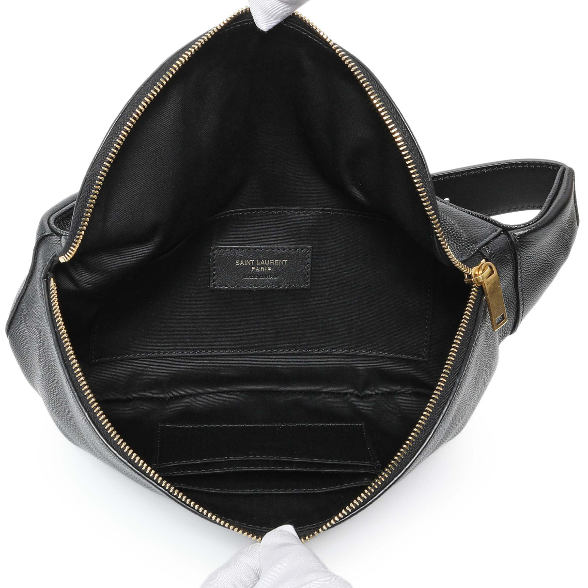 Saint Laurent Black Grain De Poudre Monogram Belt Bag