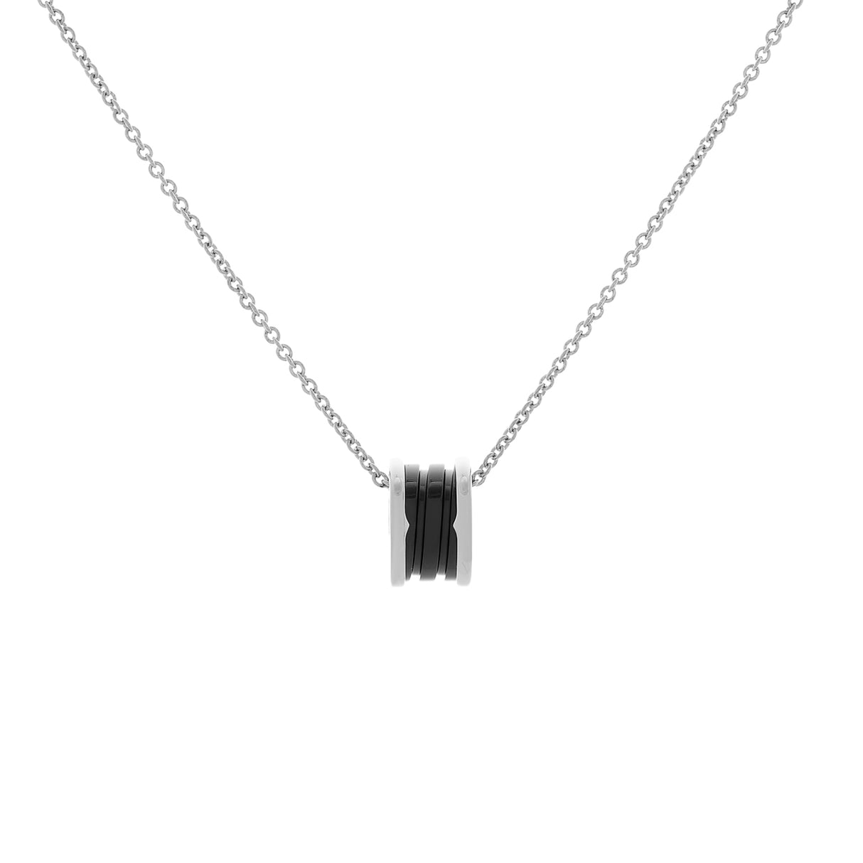Bulgari Sterling Silver Black Ceramic Save The Children Pendant Necklace Designer Jewellery Bulgari
