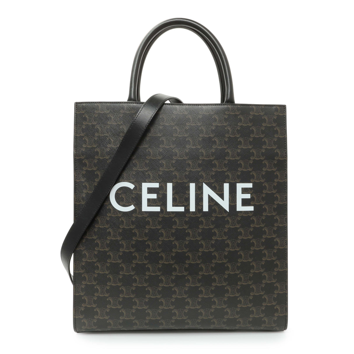 Celine Triomphe Canvas Calfskin Medium Vertical Cabas Handbags Celine