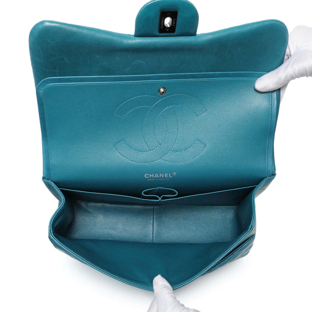Chanel Teal Quilted Lambskin Jumbo Classic Double Flap Handbags Chanel