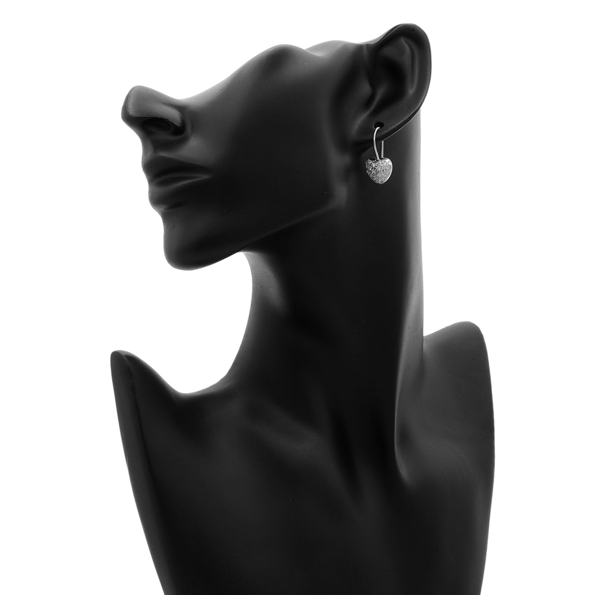 18K White Gold 0.86 Carat Dome Heart Diamond Earrings Fine Jewellery Modaselle