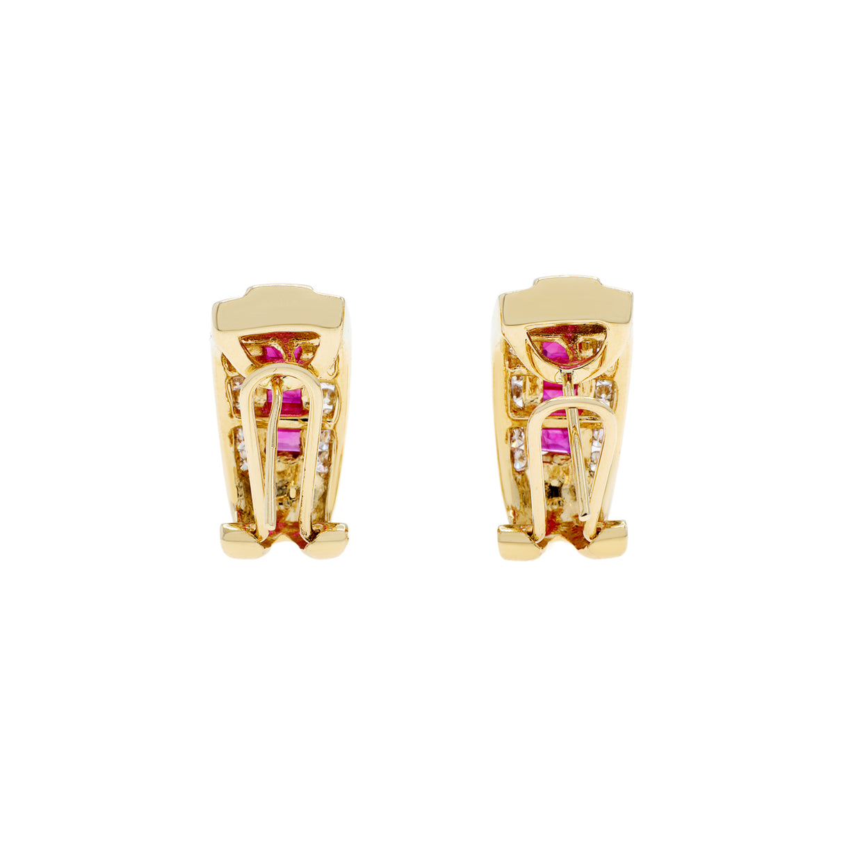 14K Yellow Gold 1.88 Carat Ruby & Diamond Earrings Fine Jewellery Modaselle