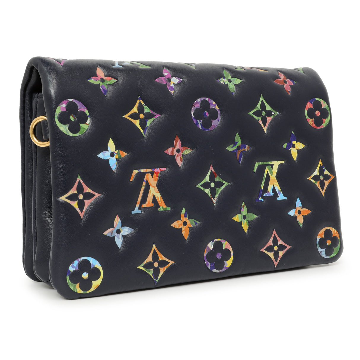 Louis Vuitton Navy LV Garden Embossed Lambskin Pochette Coussin Handbags Louis Vuitton