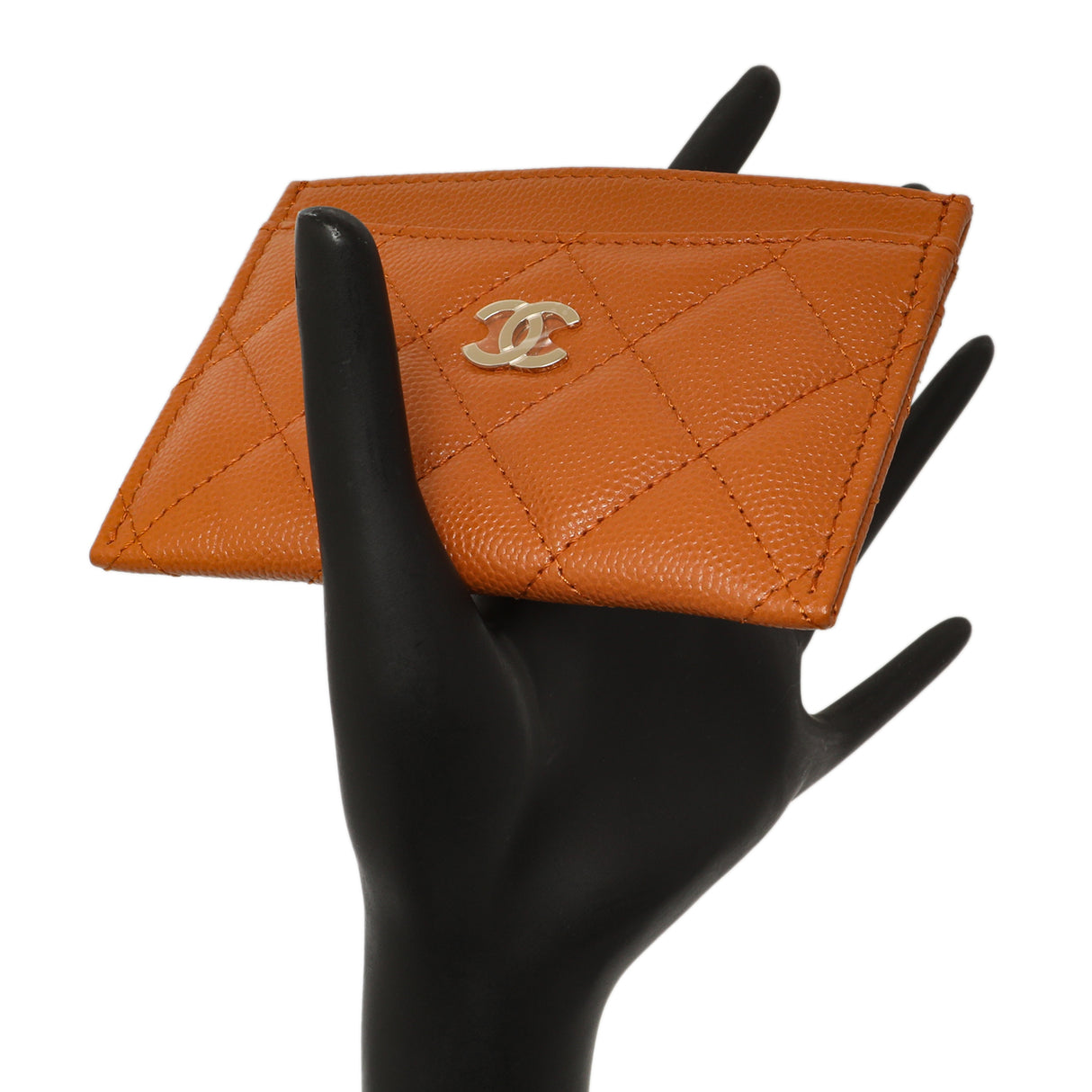 Chanel Caramel Quilted Caviar Card Holder Accessories Chanel