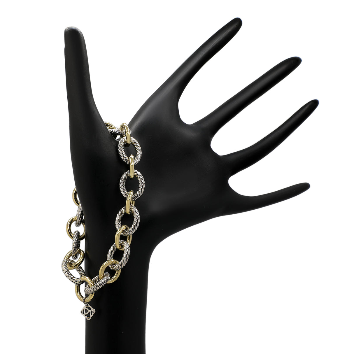 David Yurman Sterling Silver 18K Yellow Gold 12mm Oval Link Chain Bracelet Designer Jewellery David Yurman