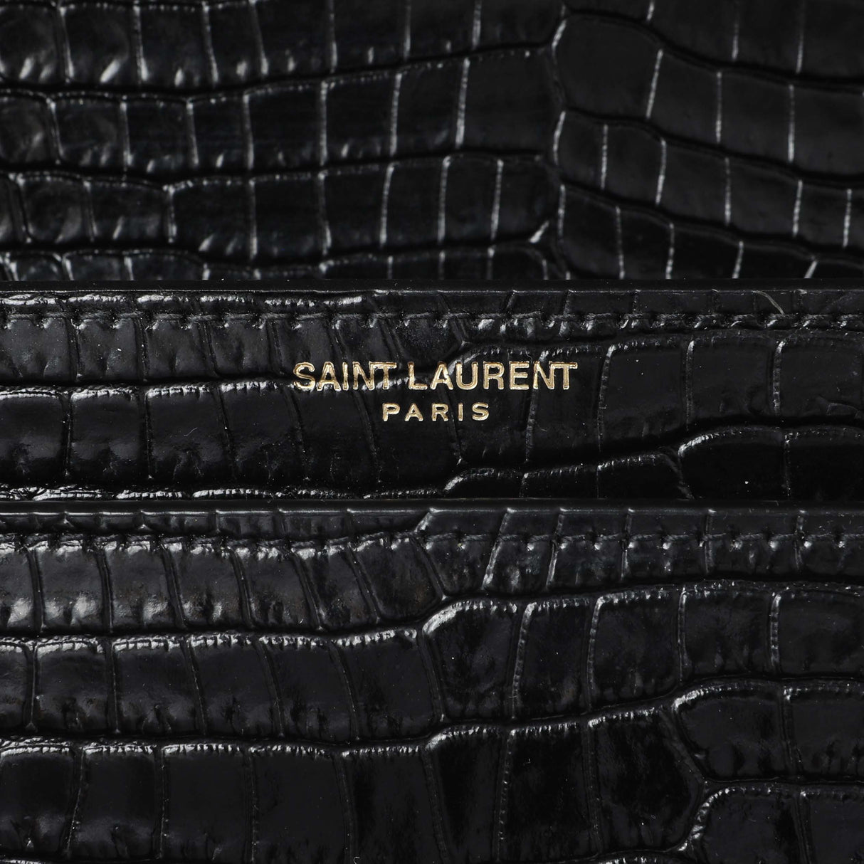 Saint Laurent Black Crocodile Embossed Calfskin Medium Monogram Sunset Handbags Saint Laurent