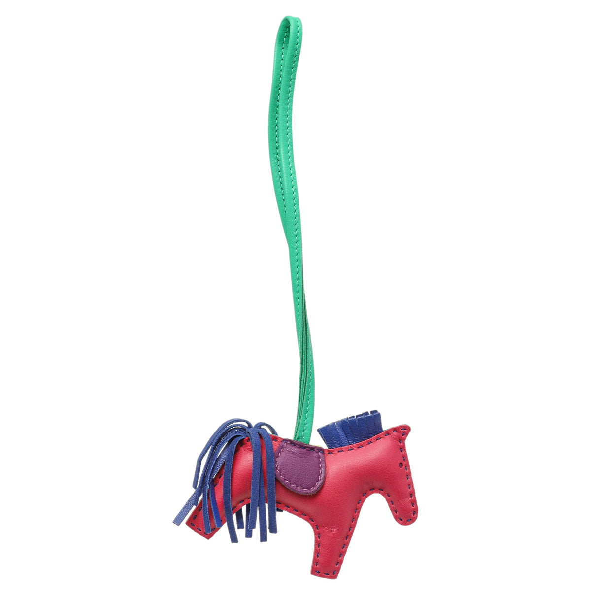 Hermes Bleu Azteque Rose Shocking Milo Lambskin Grigri Rodeo Horse Bag Charm PM Accessories Hermes