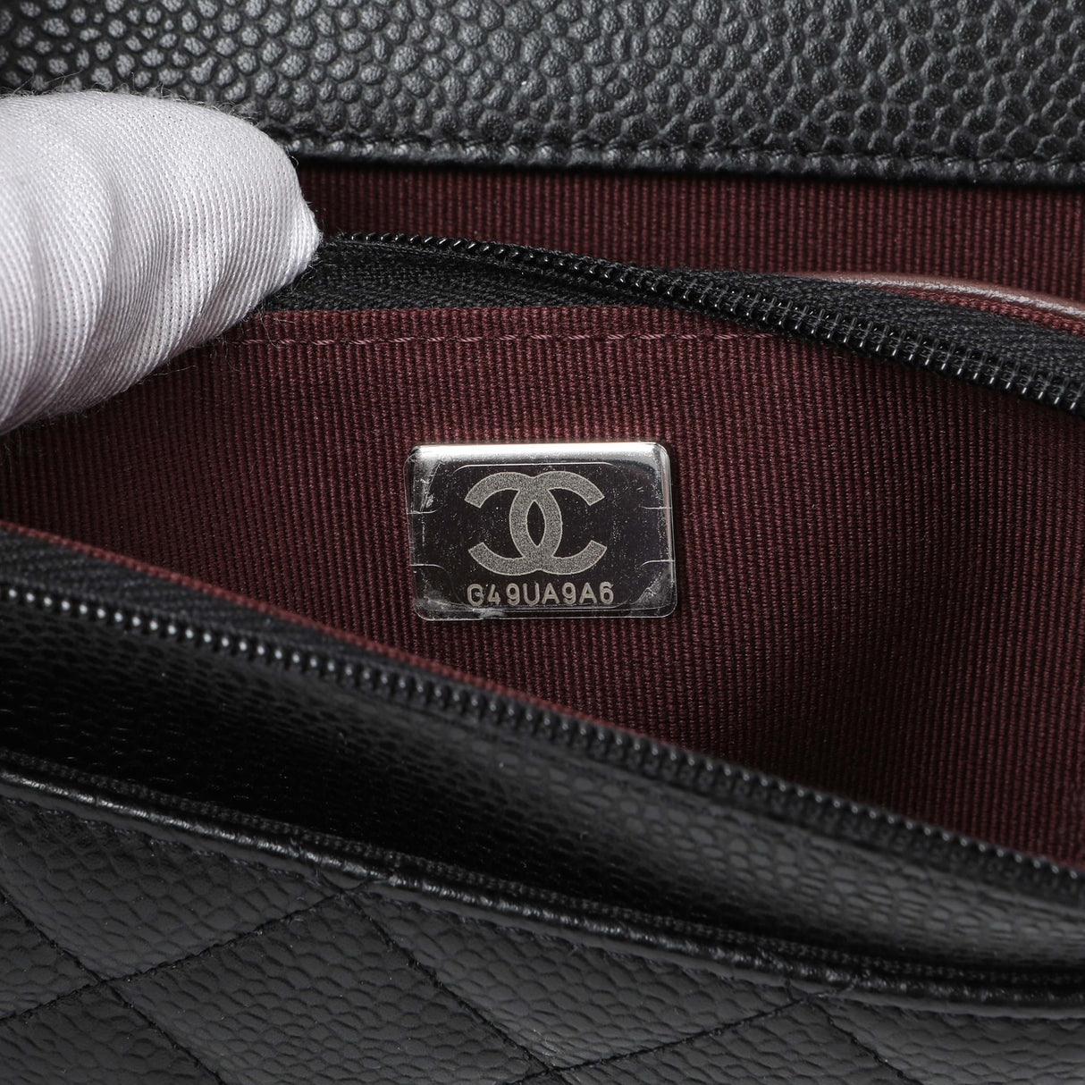 Chanel Black Quilted Caviar Wallet on Chain