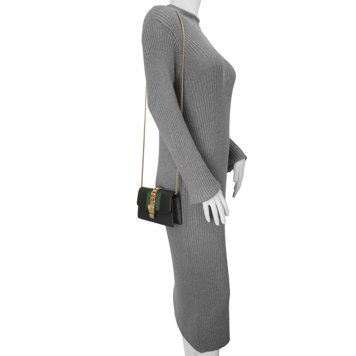 Gucci Black Calfskin Super Mini Sylvie Chain Bag Handbags Gucci