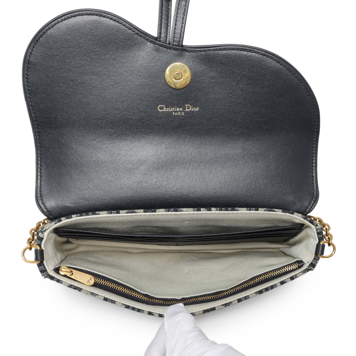 Christian Dior Oblique Saddle Pouch with Chain Handbags Christian Dior