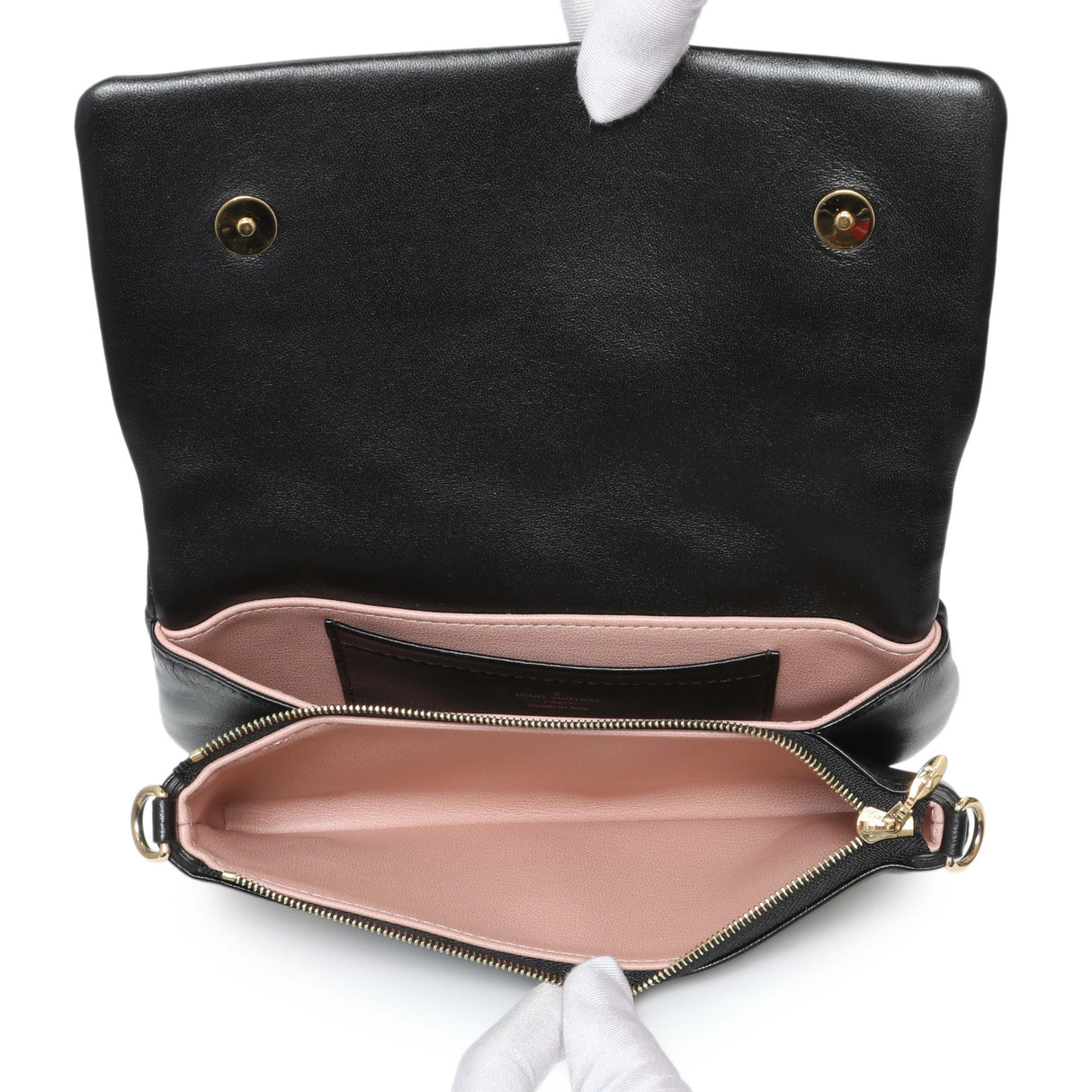 Louis Vuitton Black Lambskin Embossed Monogram Pochette Coussin Crossbody Handbags Louis Vuitton