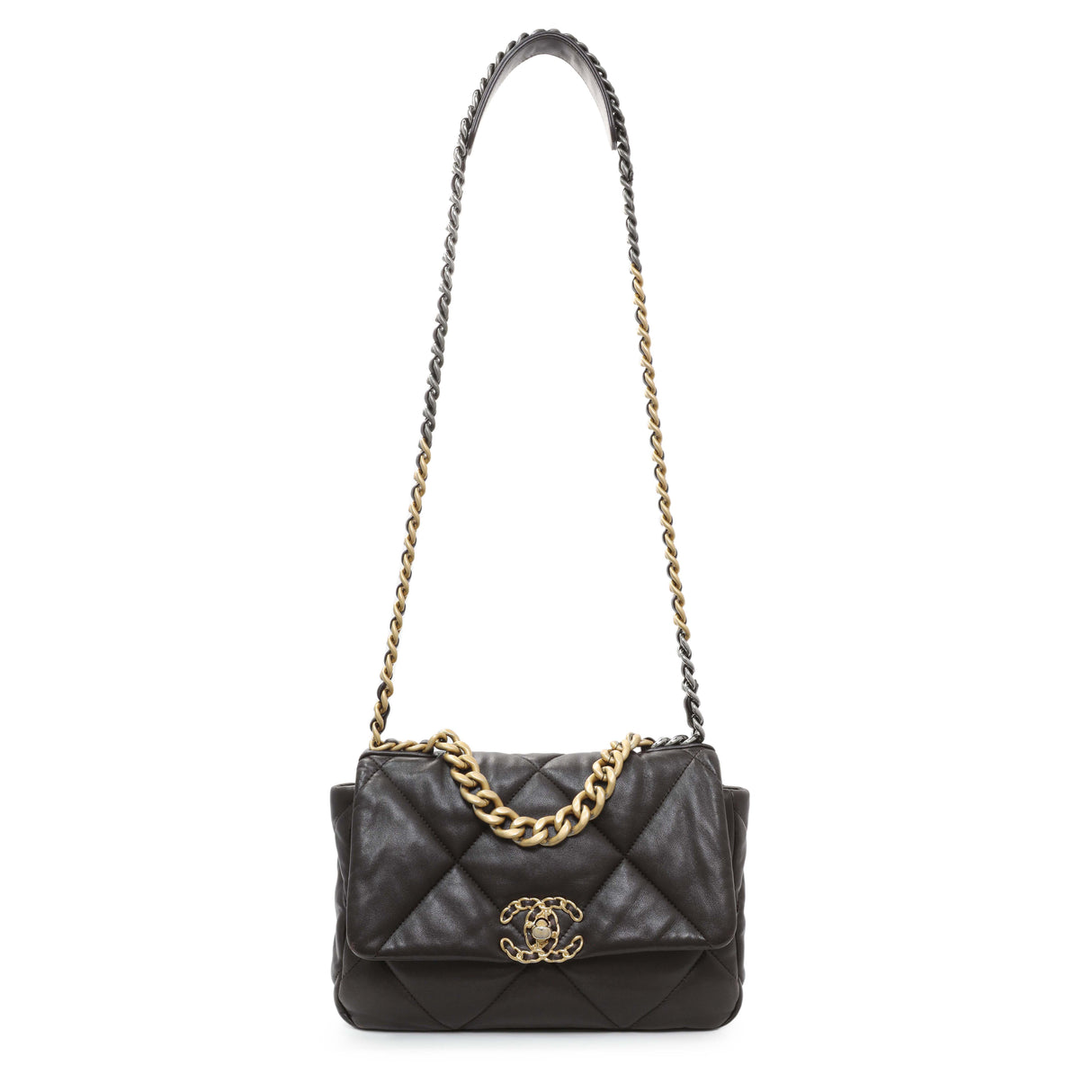 Chanel Brown Quilted Lambskin Medium Chanel 19 Flap Handbags Chanel