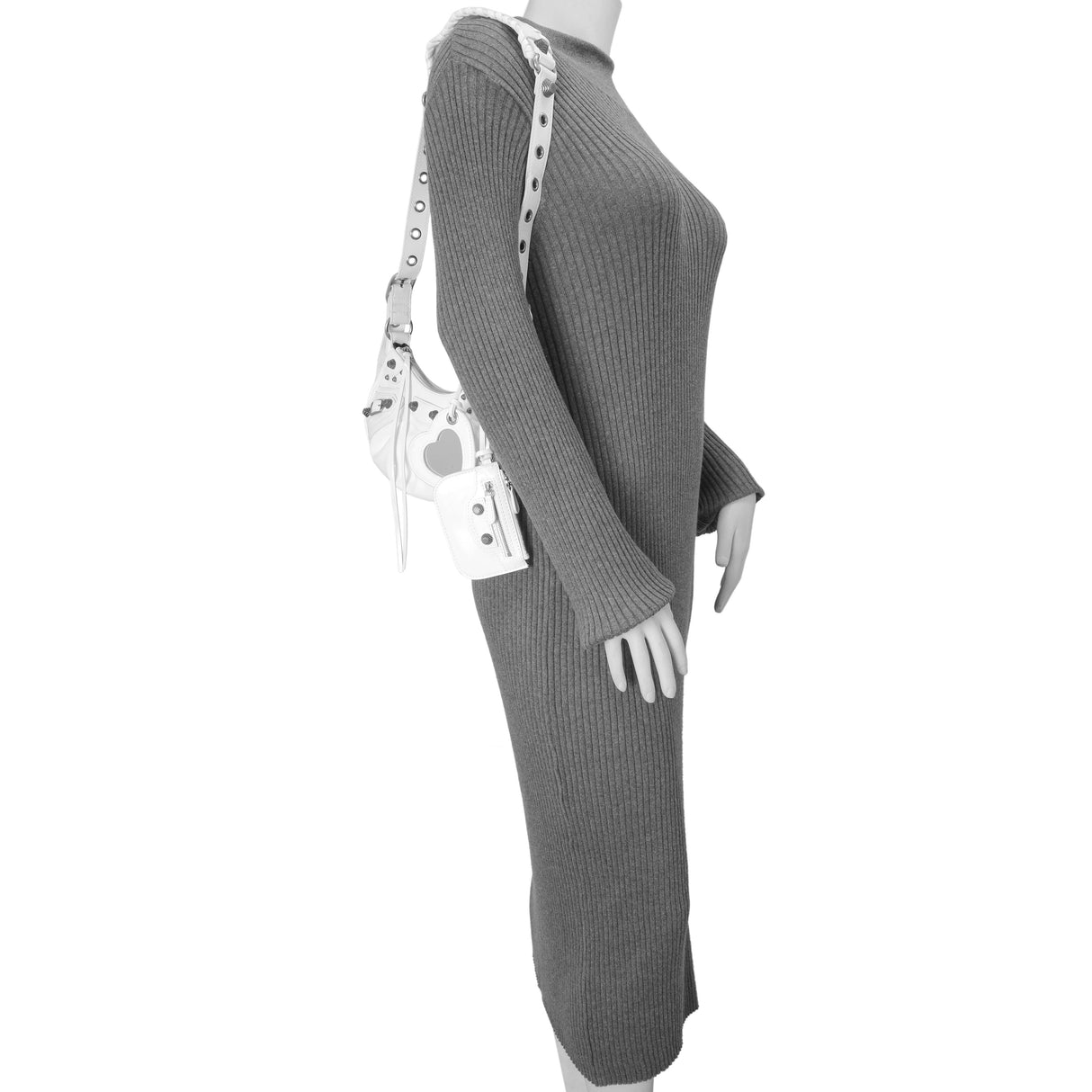 Balenciaga White Faux Patent Le Cagole Shoulder Bag XS Handbags Balenciaga