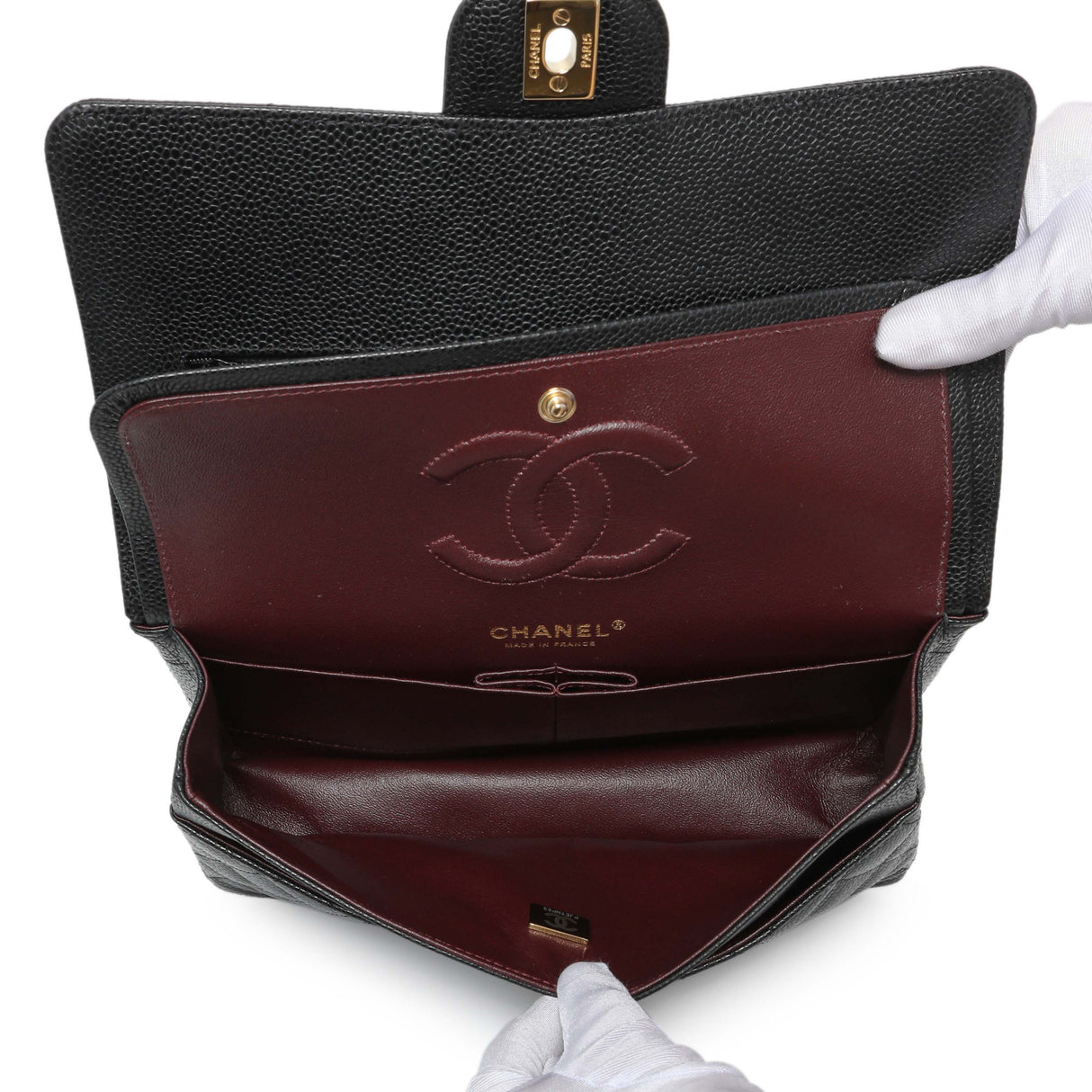 Chanel Black Caviar Medium Double Flap Handbags Chanel