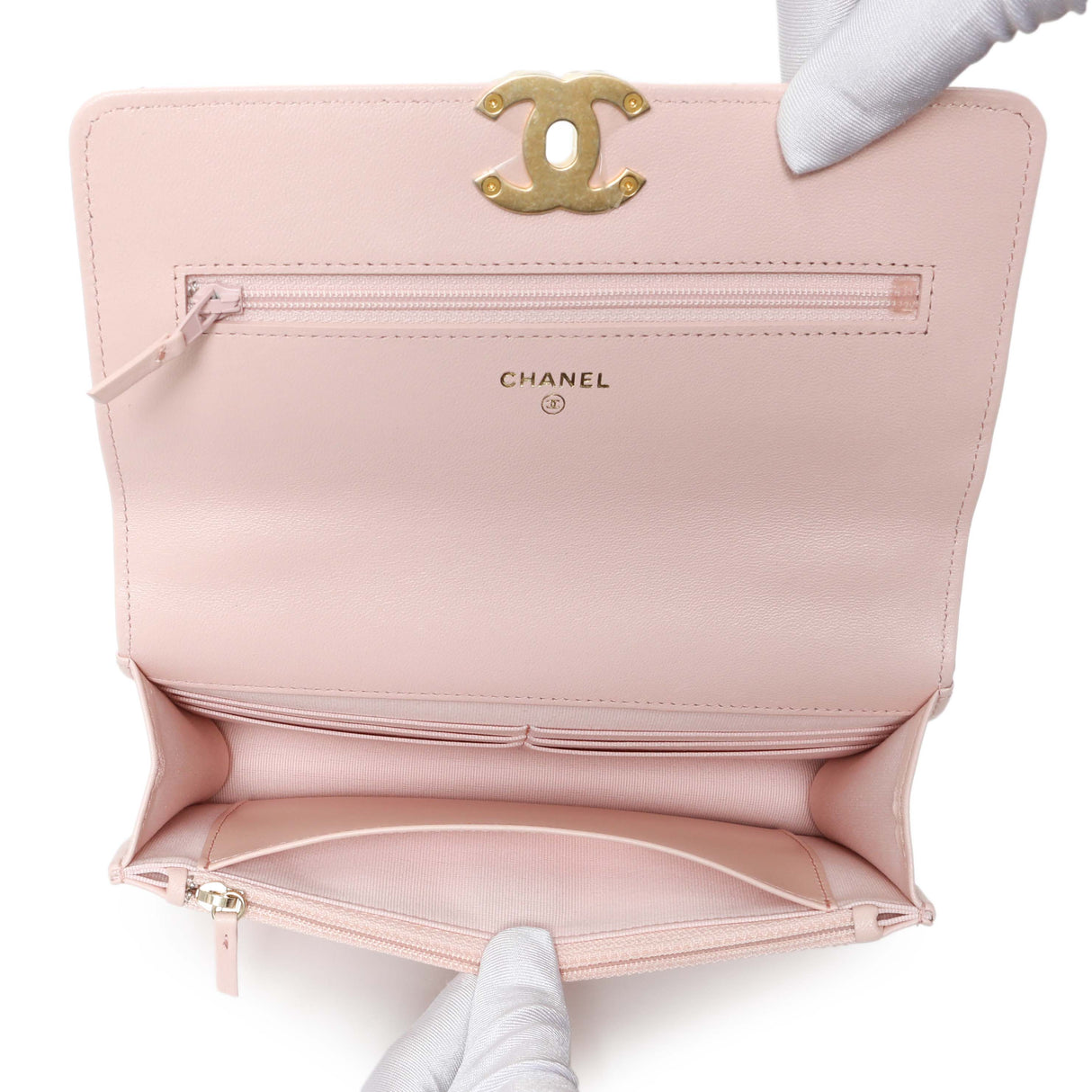 Chanel Pink Quilted Lambskin Chanel 19 Wallet on Chain Handbags Chanel