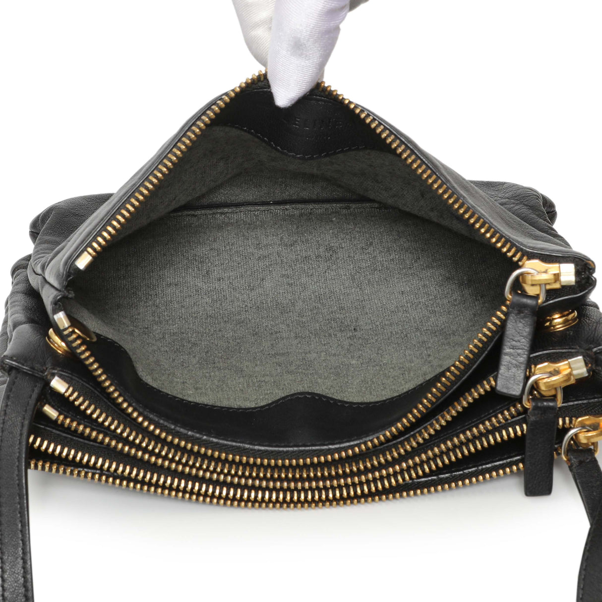 Celine Black Lambskin Small Trio Crossbody Handbags Celine