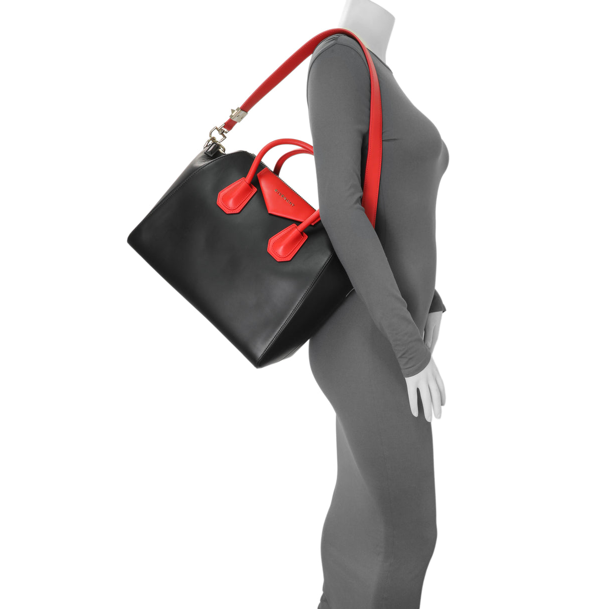 Givenchy Black Red Calfskin Medium Antigona Tote Handbags Givenchy