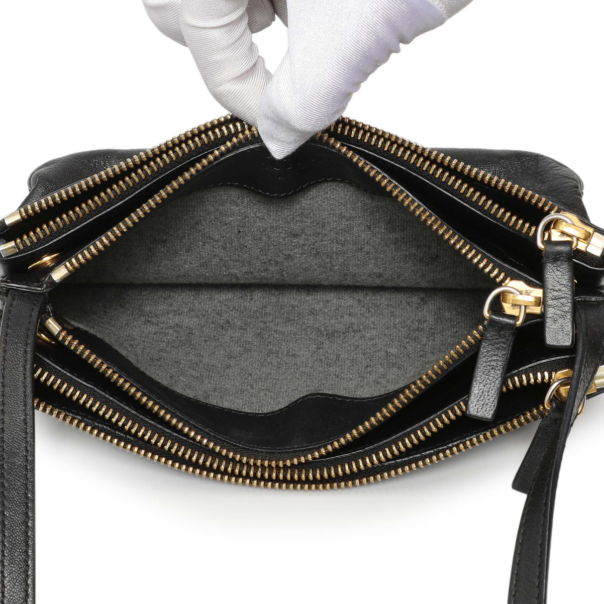 Celine Black Lambskin Small Trio Crossbody Handbags Celine