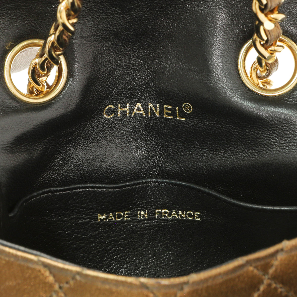 Chanel Metallic Bronze Quilted Micro Flap Bag Charm Accessories Chanel