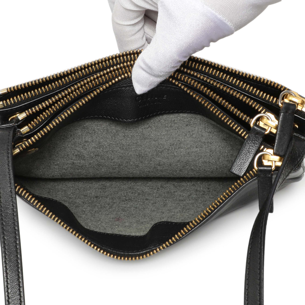 Celine Black Lambskin Small Trio Crossbody Handbags Celine